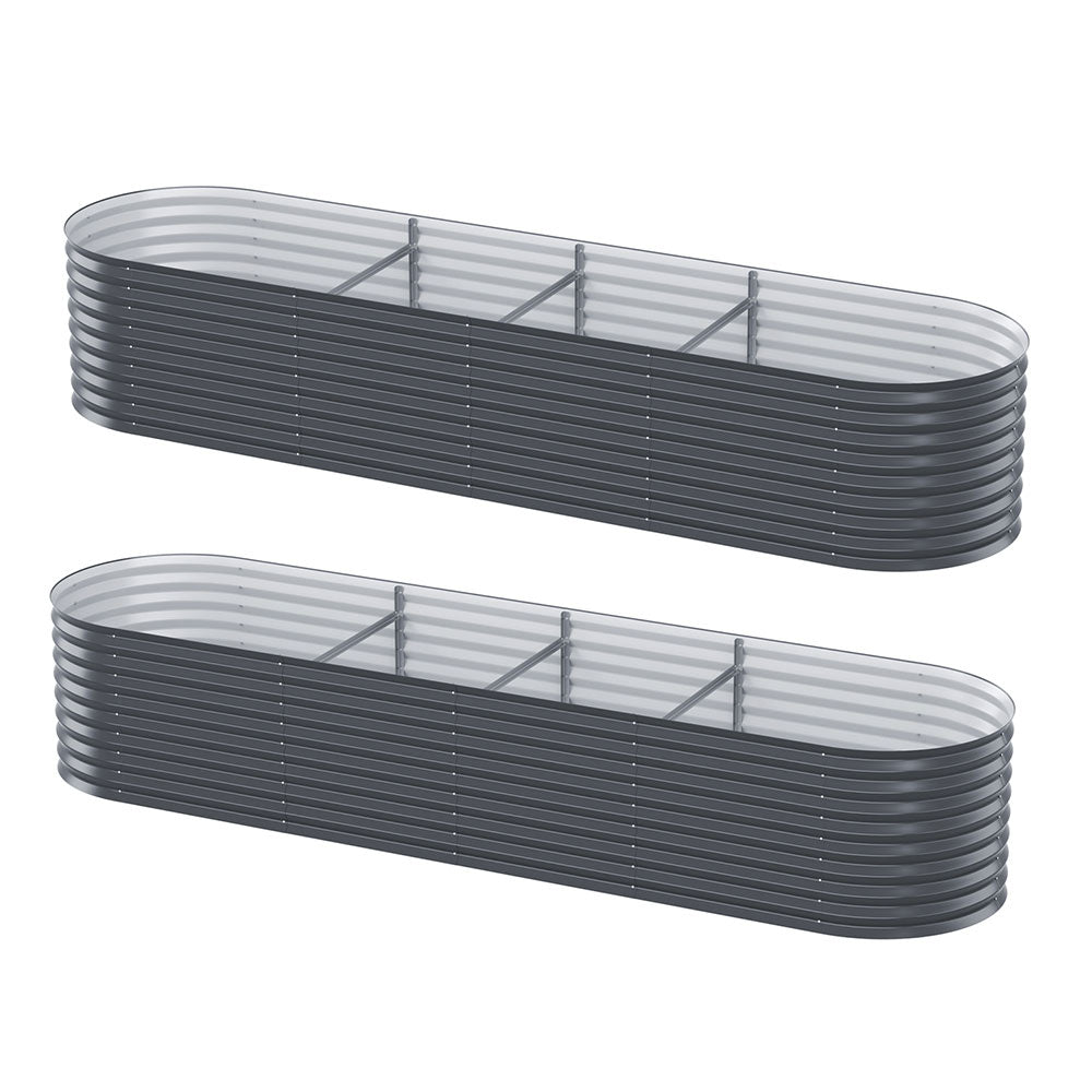 Green Fingers Oval Raised Garden Beds — Pack of 2, 320 x 80 x 56cm — Allure Home Collections