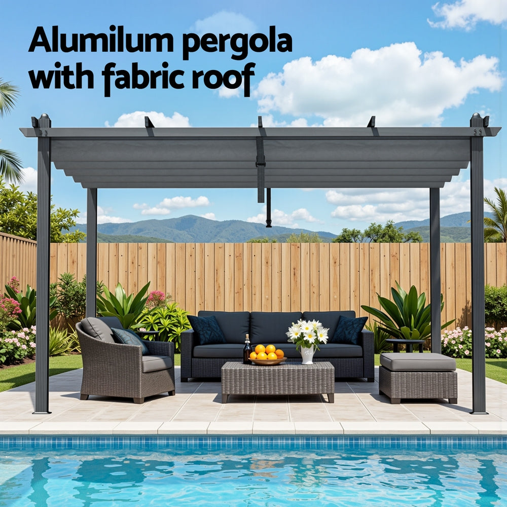 Aluminium standing pole and beam joint detail on the pergola frame