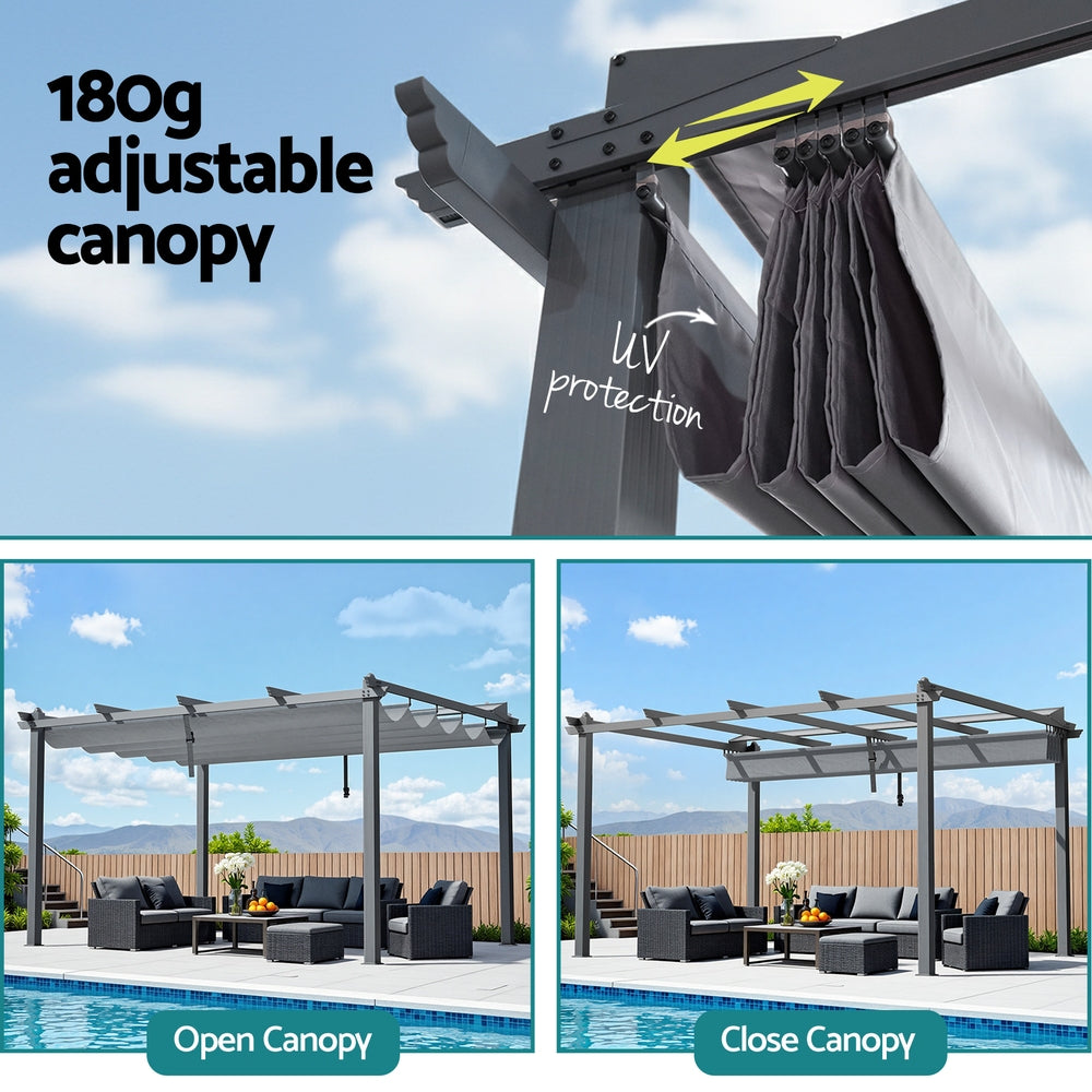 Canopy track and magnetic buckle attachment on the pergola gazebo