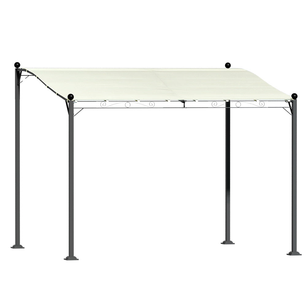 Beige 312 x 260 cm iron art outdoor garden gazebo shown in full