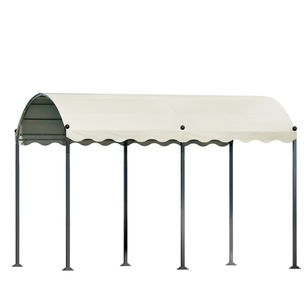 Beige 4 x 3 m iron art outdoor garden gazebo shown in full