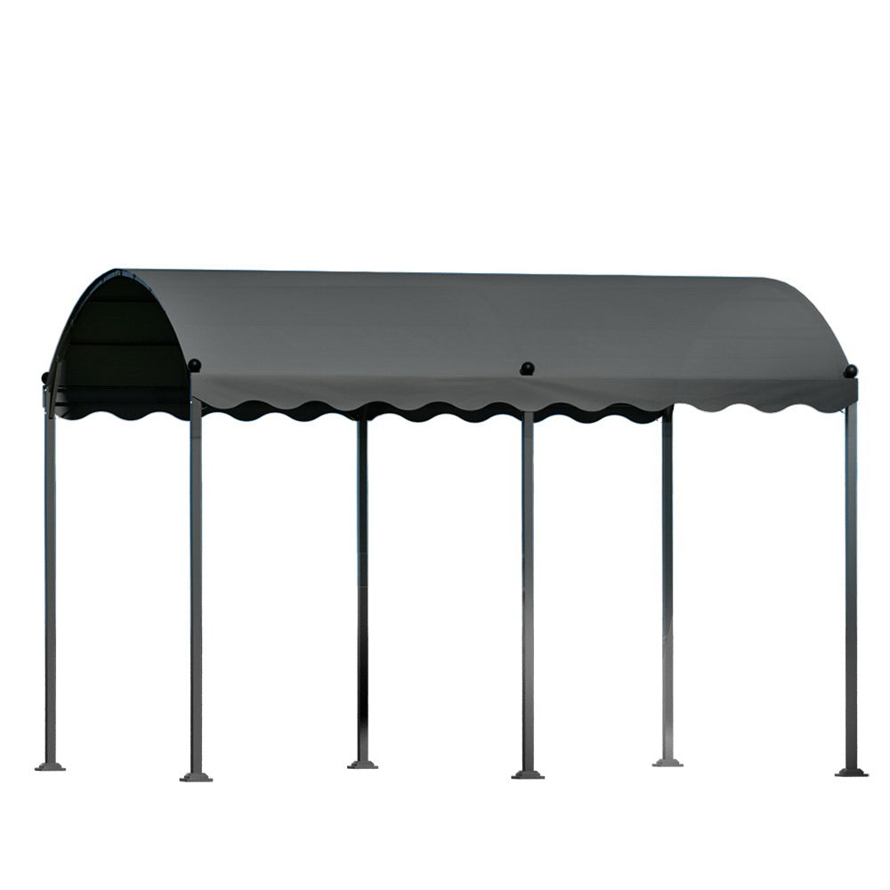 Grey 4 x 3 m iron art outdoor garden gazebo shown in full