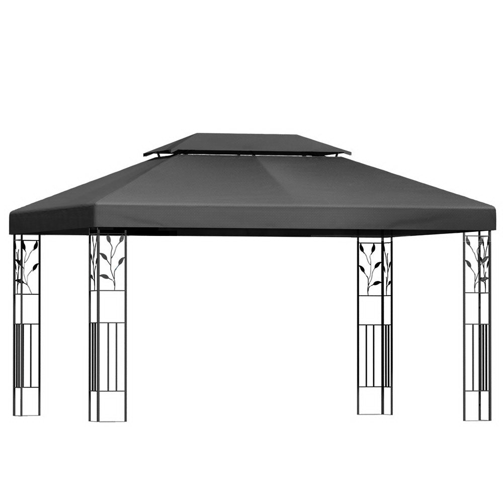 Grey 4 x 3 m iron art outdoor party gazebo shown in full