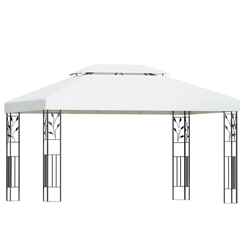 White 4 x 3 m iron art outdoor party gazebo shown in full
