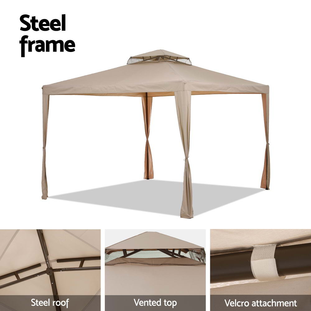 Powder coated steel leg and cross bar frame detail on the gazebo