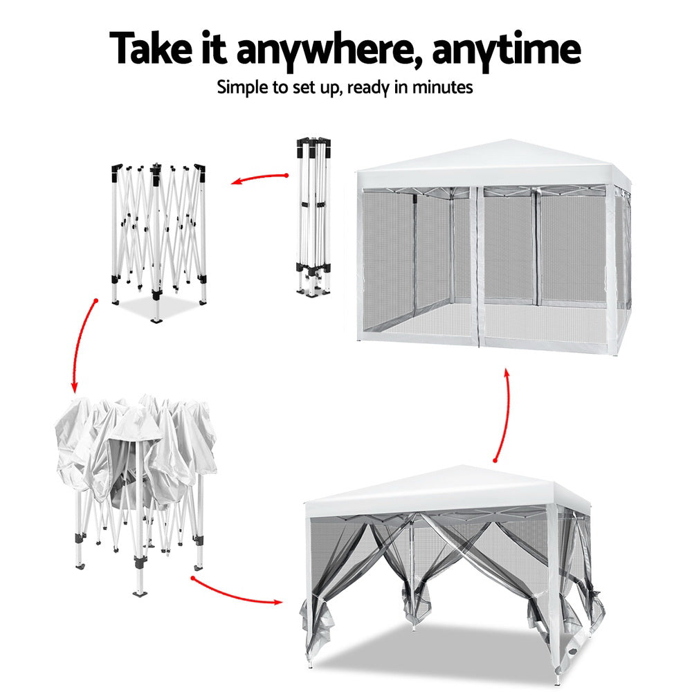 Detail of the powder coated steel leg and height adjustment on the gazebo frame