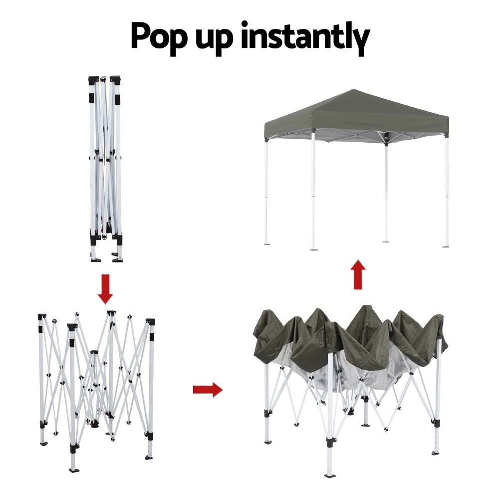 Adjustable gazebo leg showing the three height positions