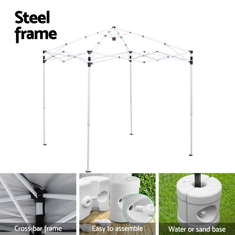 Close up of the grey Oxford canopy and reinforced steel crossbars