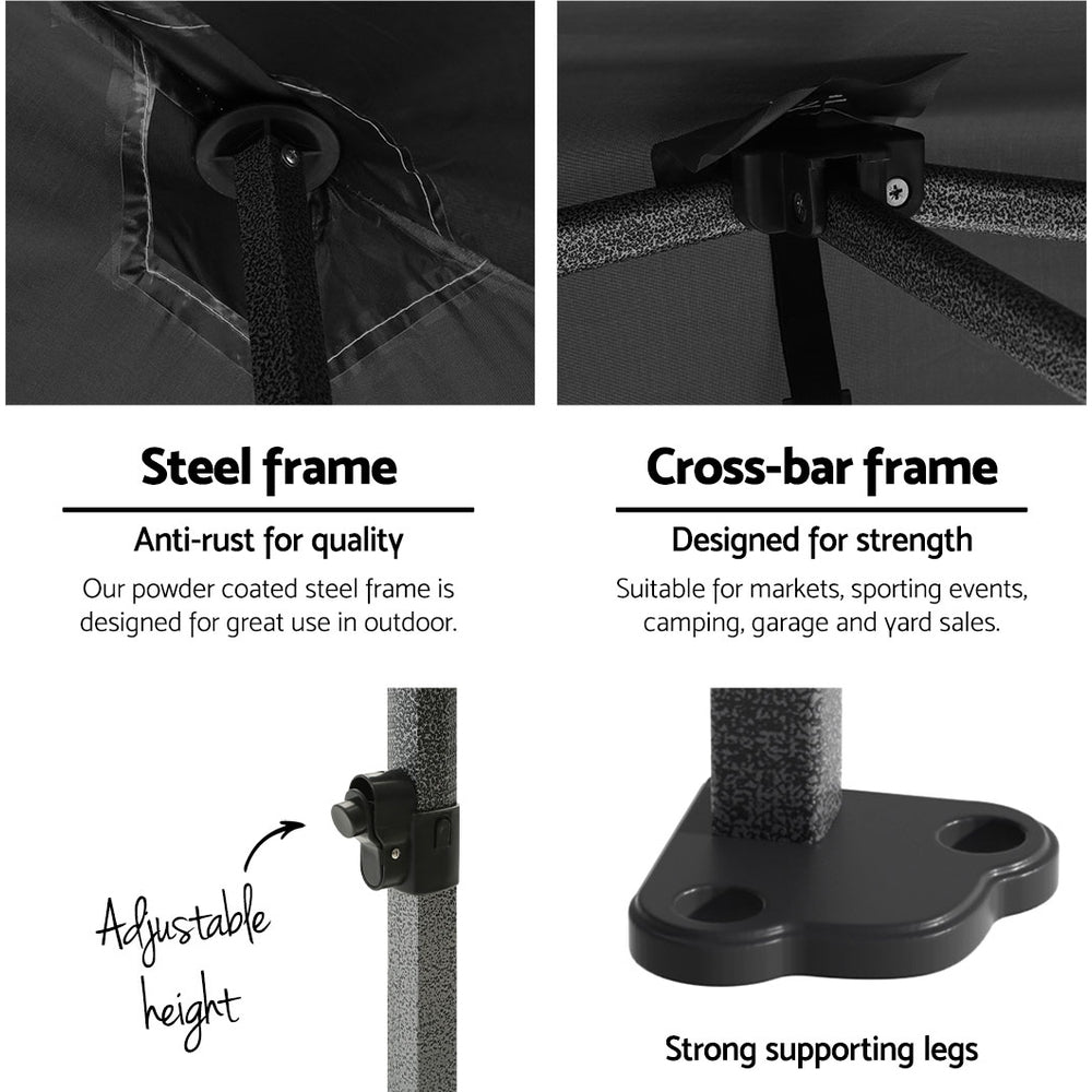 Gazebo leg detail showing the three adjustable height settings