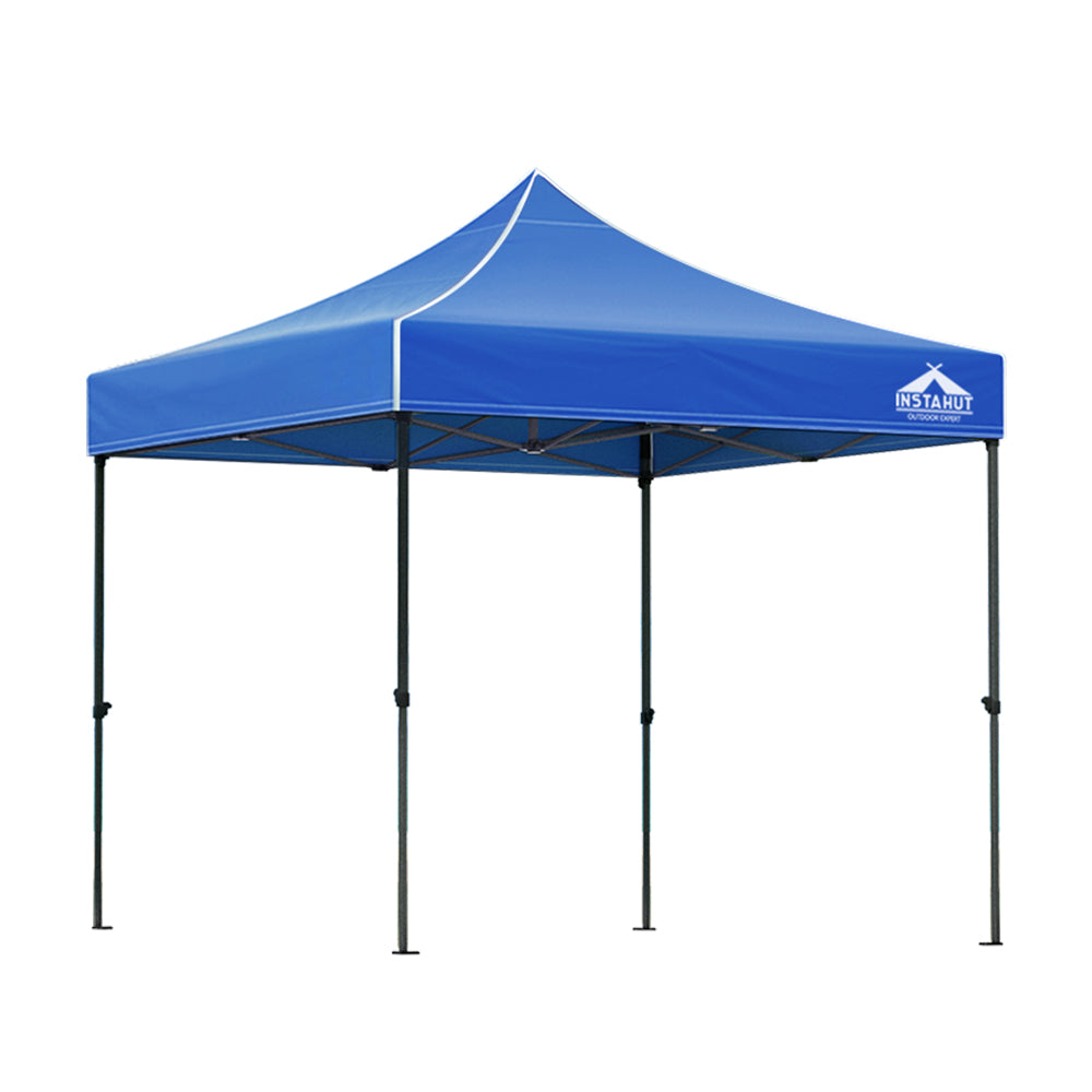 Blue pop up gazebo shown providing shade at an outdoor event