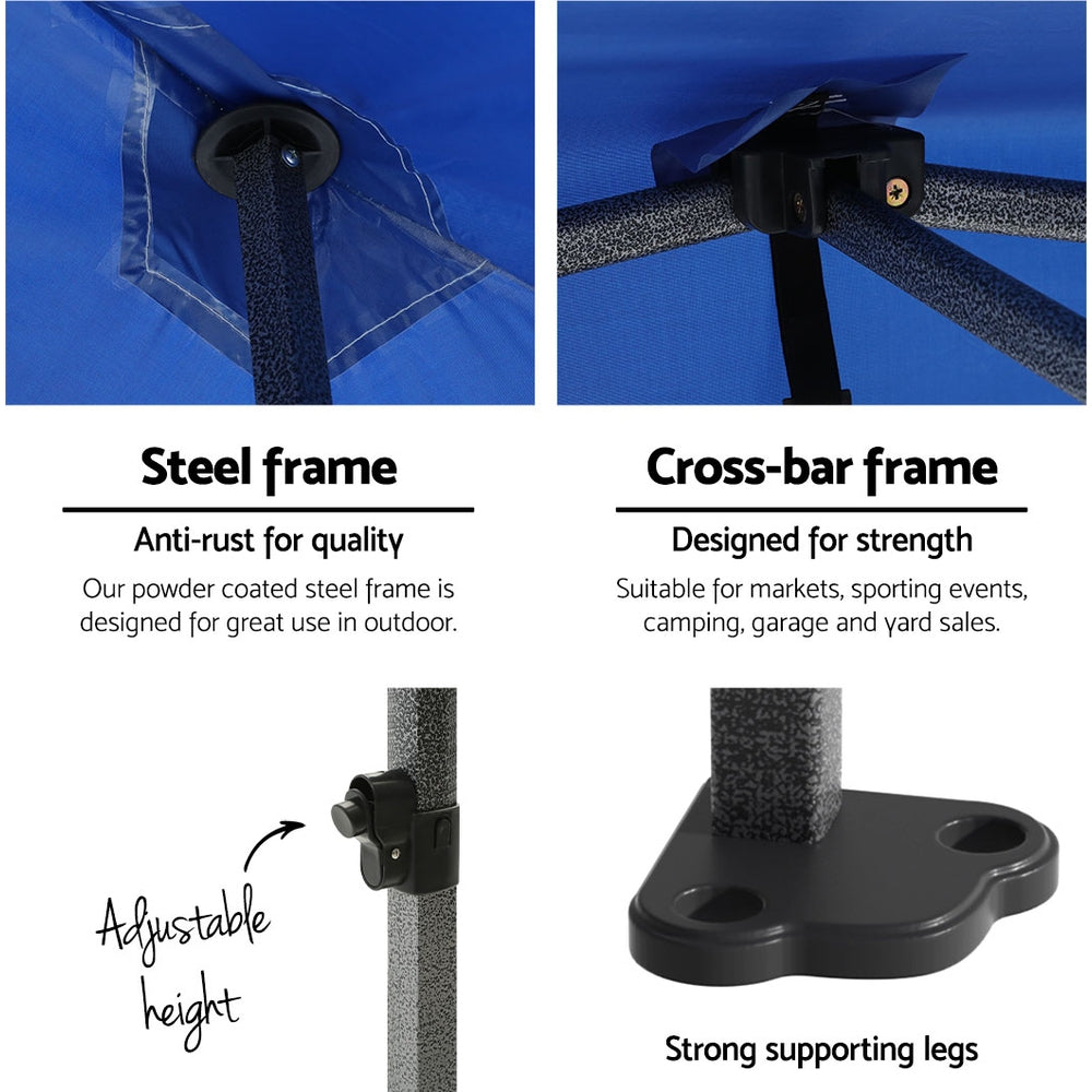 Gazebo leg detail showing the three adjustable height settings