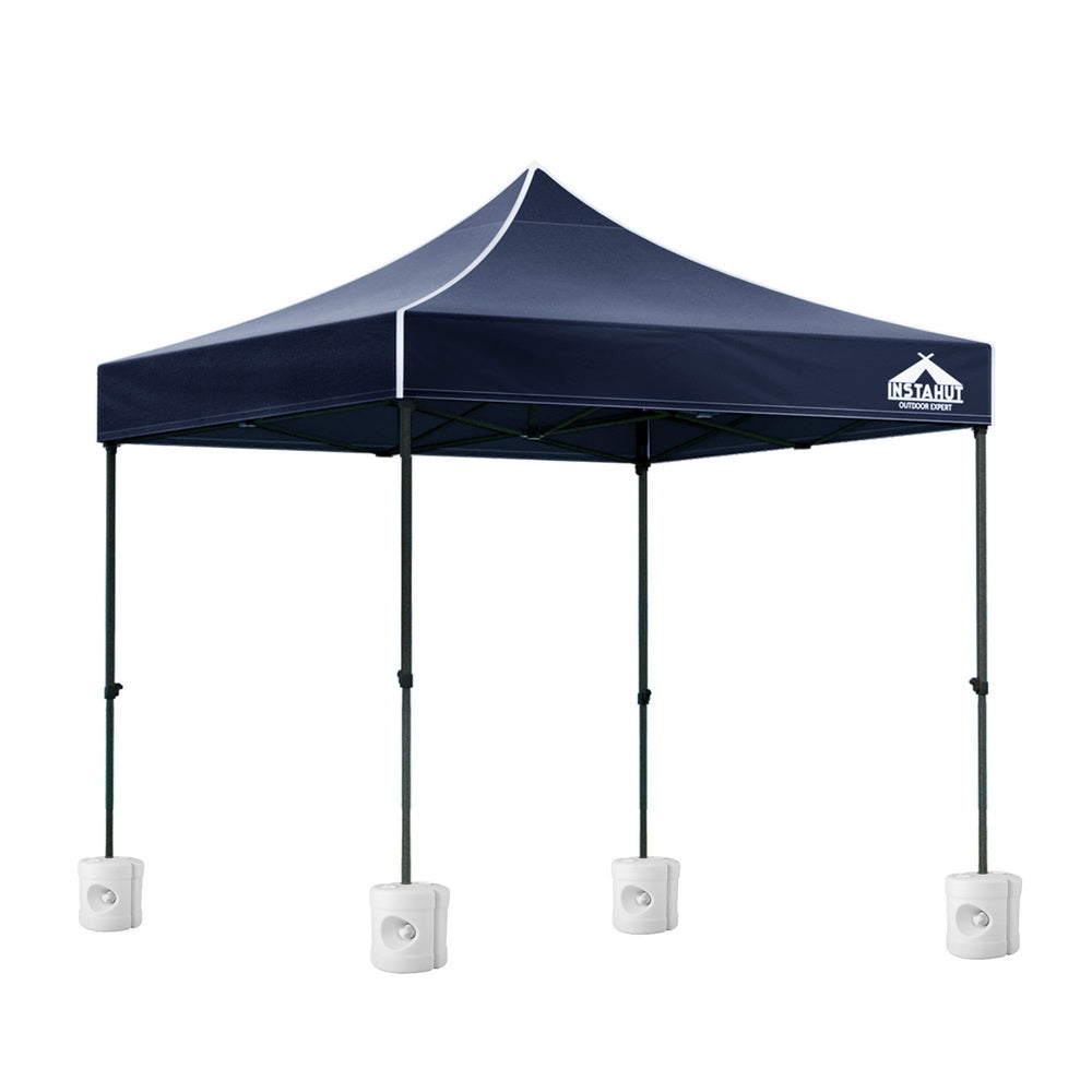 Front view of the navy pop up gazebo canopy with open sides