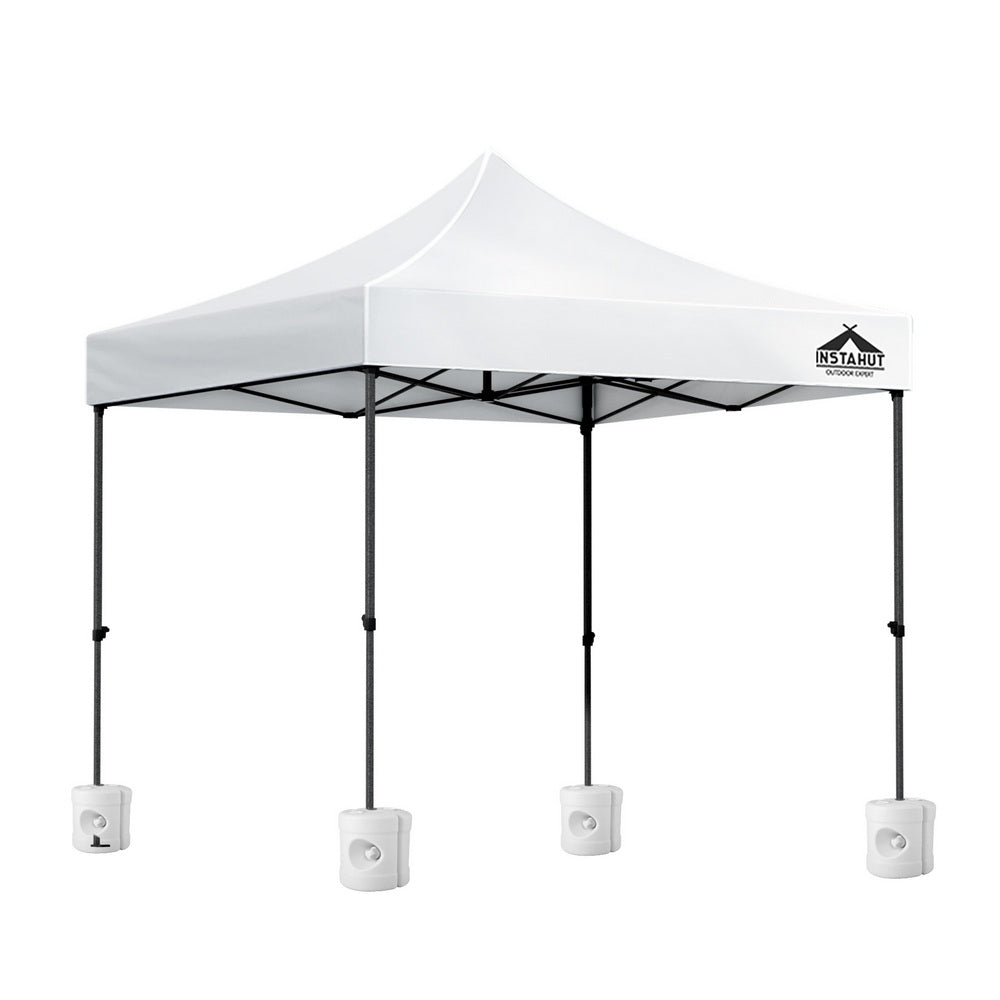Front view of the white pop up gazebo canopy with open sides