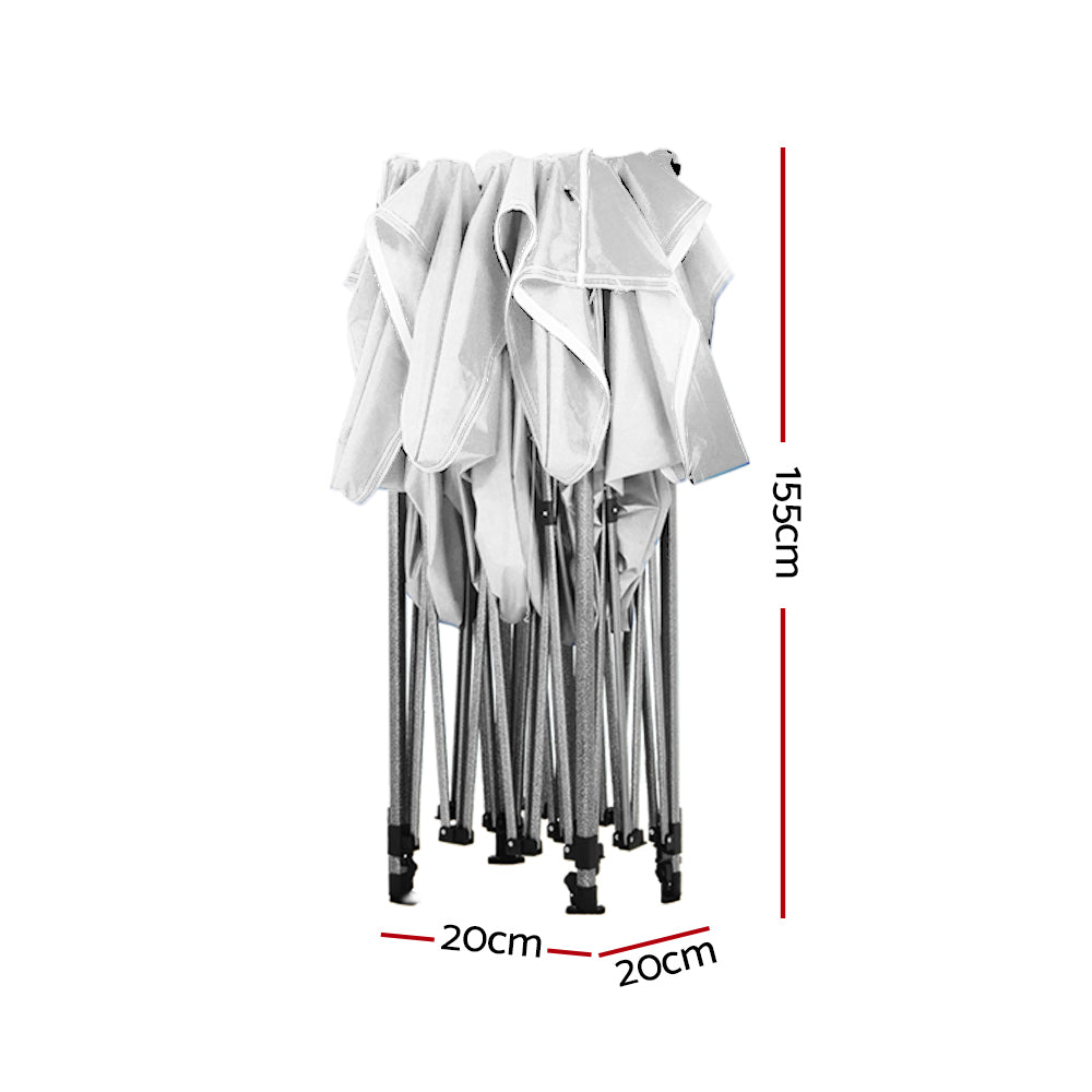 Cross bar steel frame and roof beams viewed from inside the white gazebo