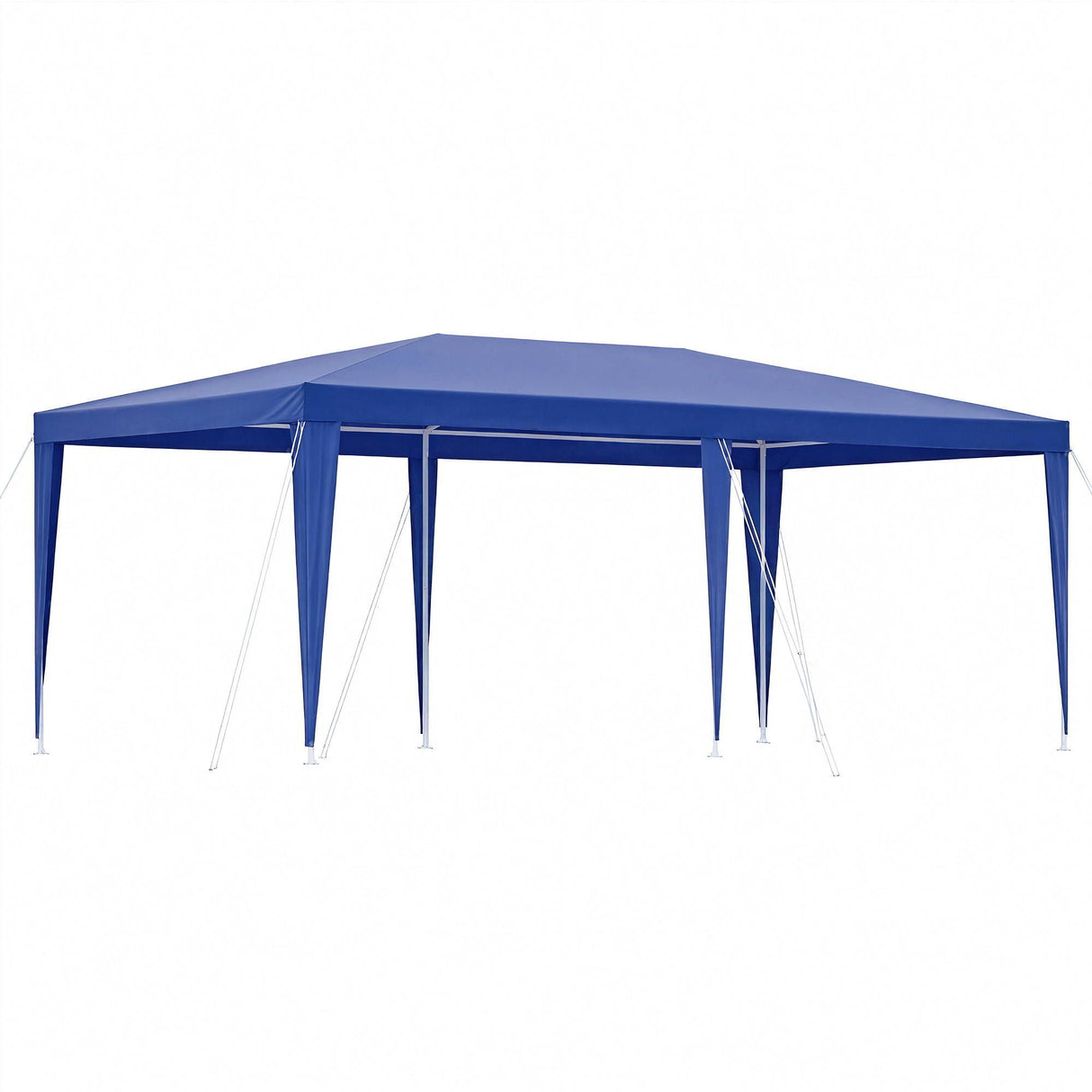 Blue 3 x 6 m open sided wedding gazebo set up on grass