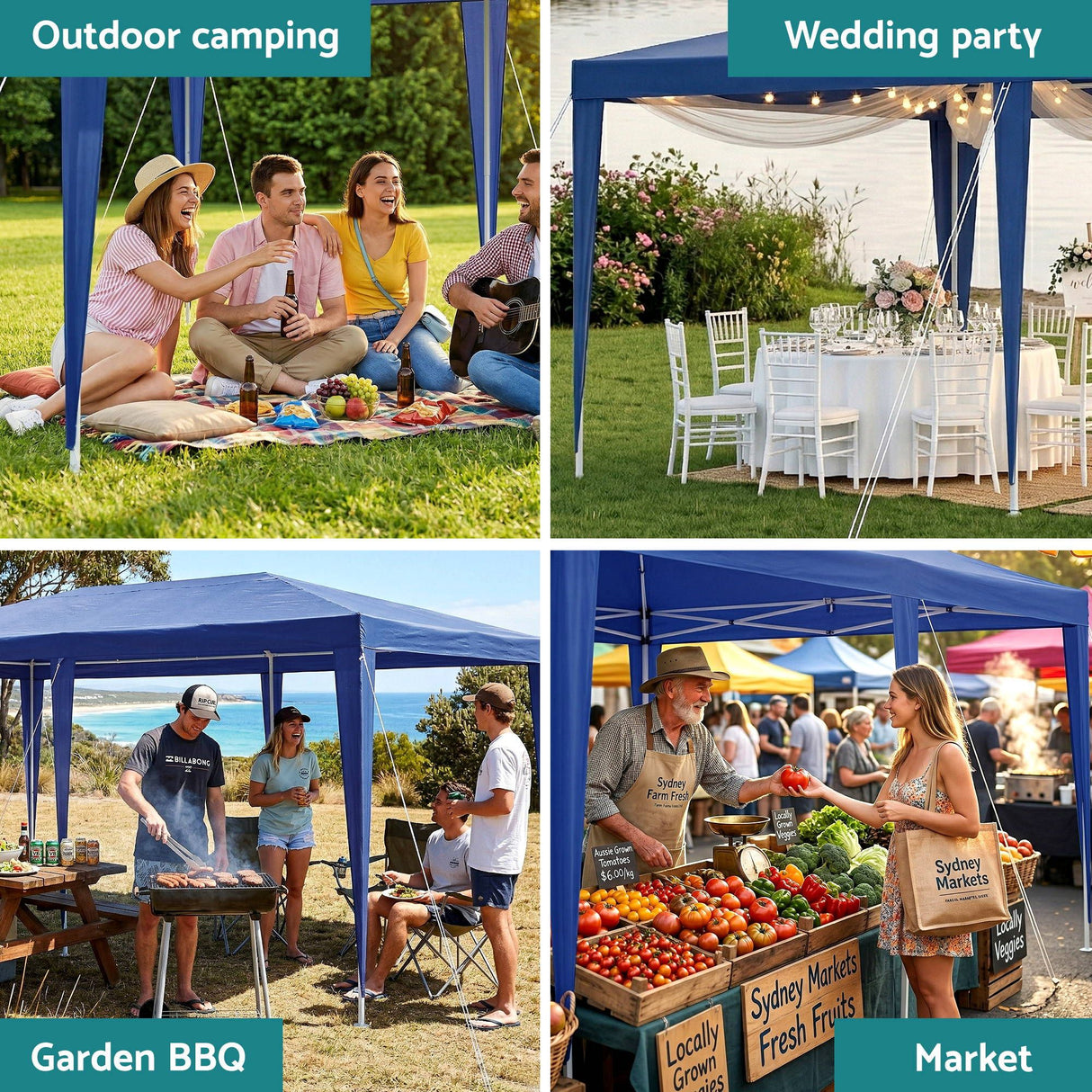 Carry bag included with the blue 3 x 6 m marquee gazebo