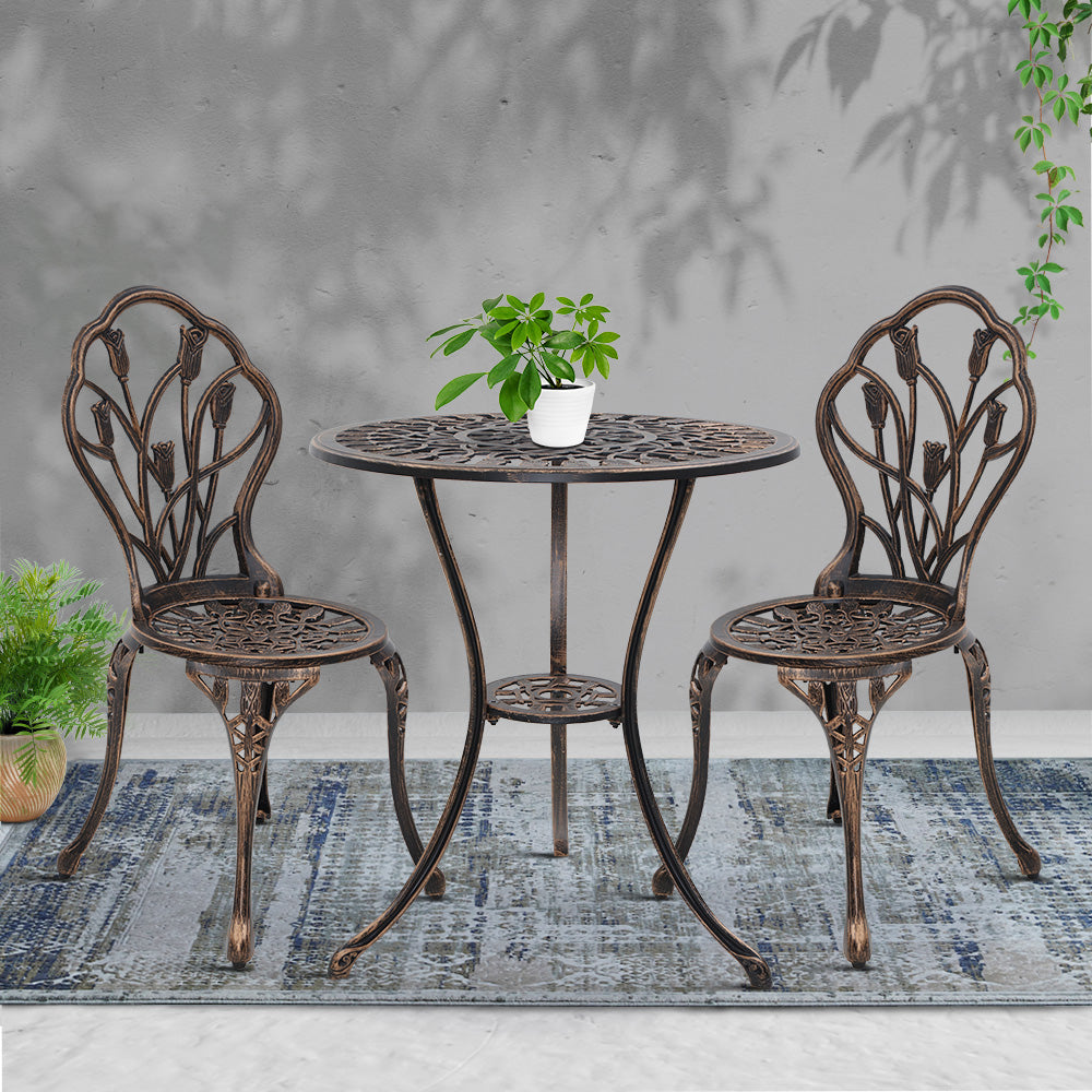 Edge Hill 3 Piece Outdoor Bistro Set, Bronze