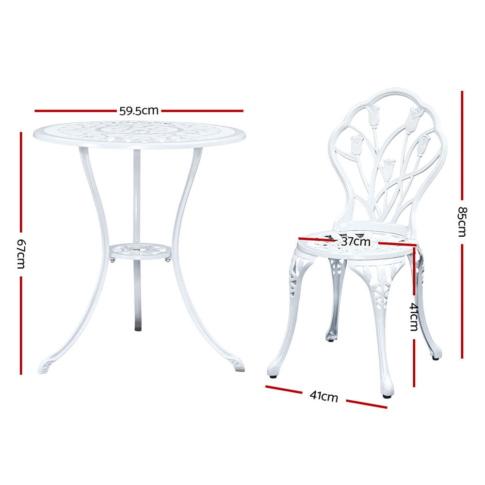 Edge Hill 3 Piece Outdoor Bistro Set, White