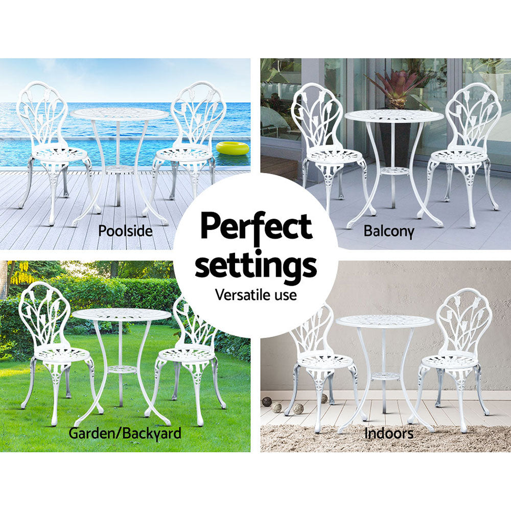 Edge Hill 3 Piece Outdoor Bistro Set, White