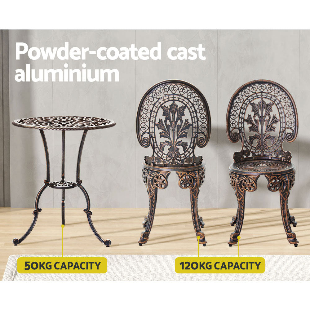 Balgal Beach 3 Piece Bistro Set, Bronze