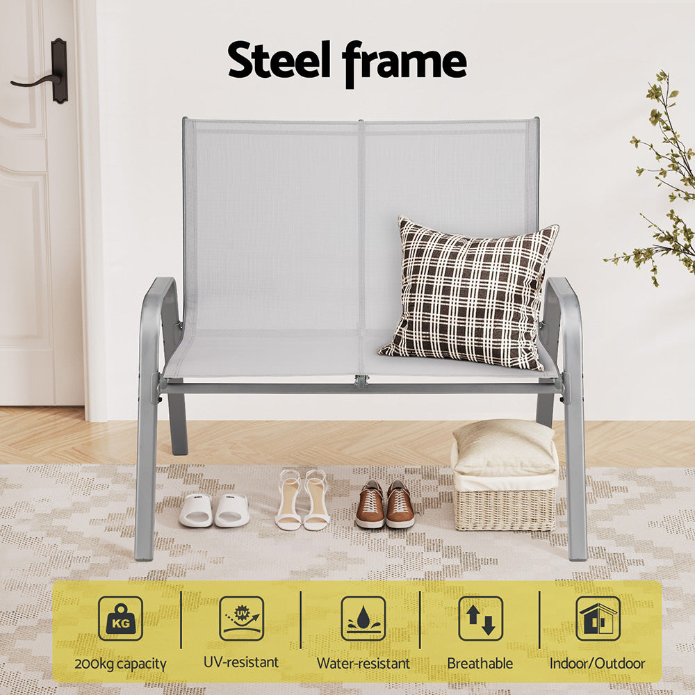Gardeon 2-Seat Steel Outdoor Patio Bench