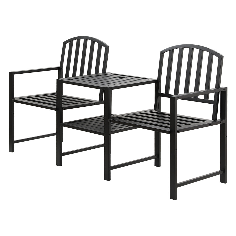 Saunders Beach 2 Seater Garden Bench, Black