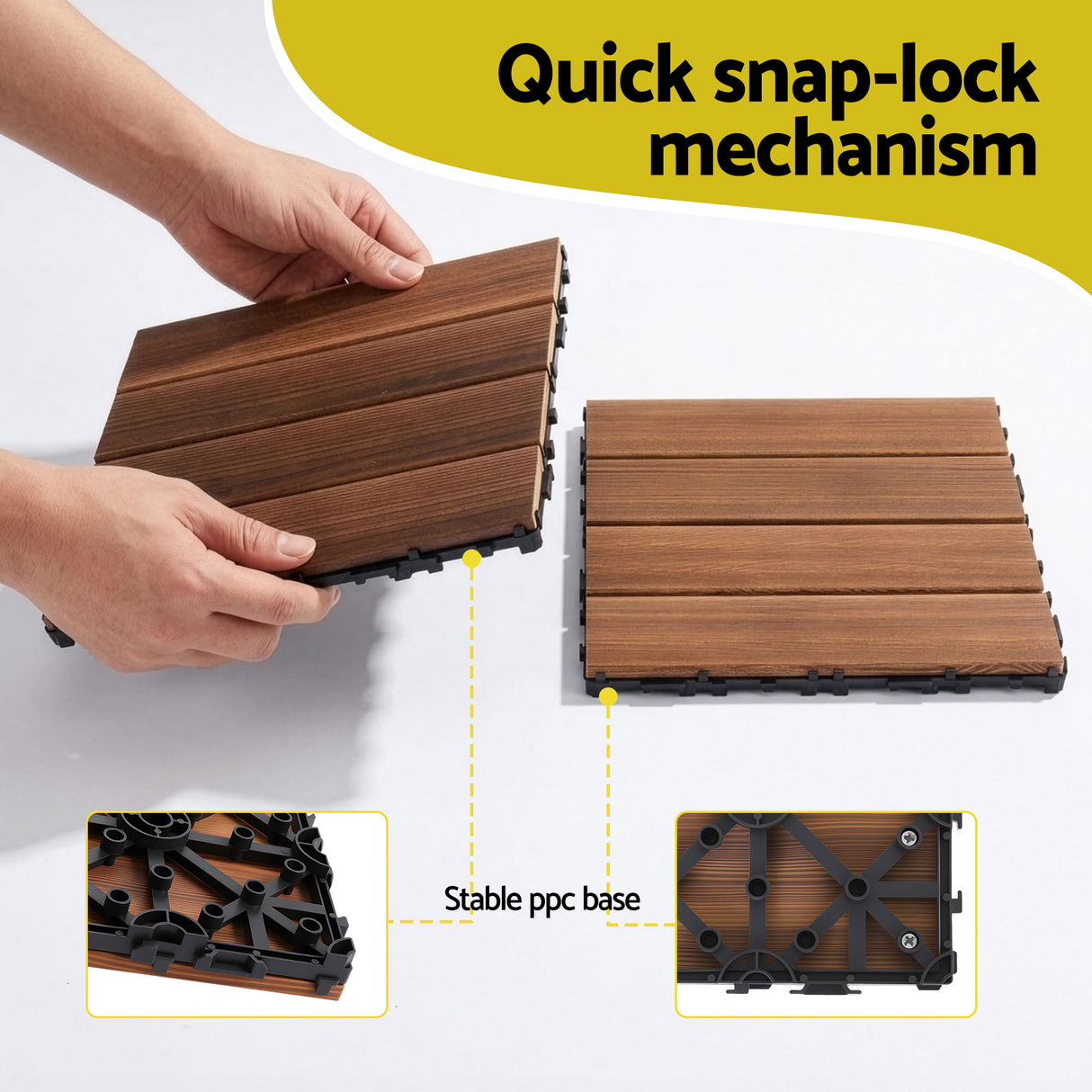 Ronda Wood Deck Tiles, 30 x 30cm, 10pcs