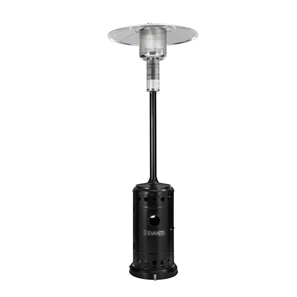Freestanding 225 cm outdoor gas patio heater in stainless steel and black