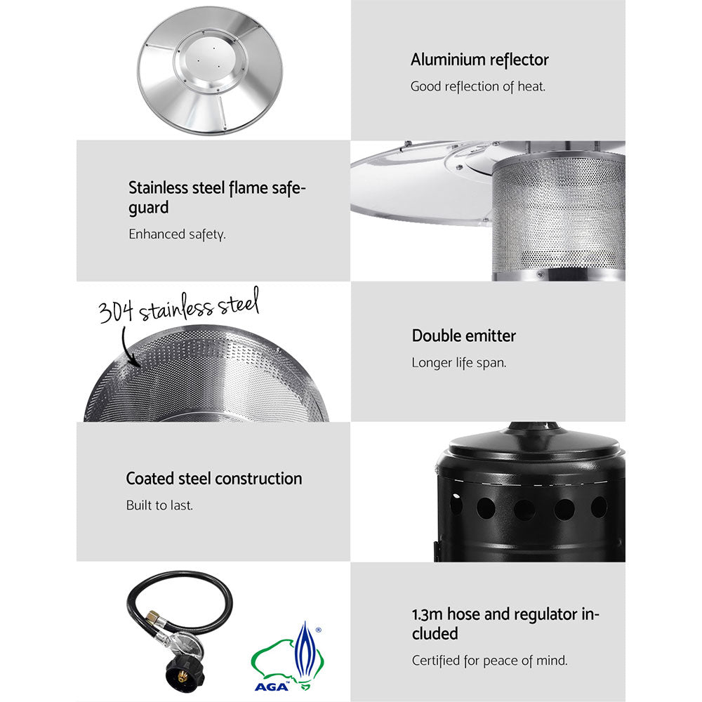 Control valve and push in piezo ignition on the outdoor patio heater
