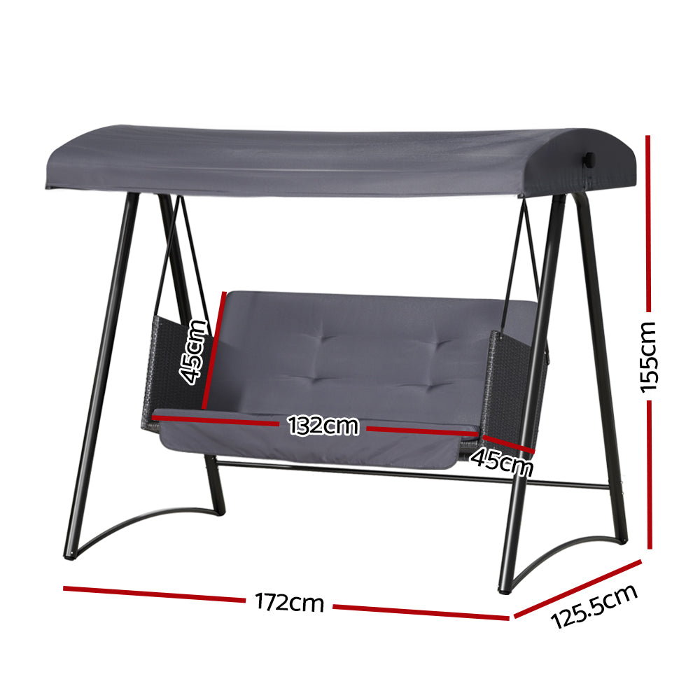 Shell Cove 3 Seater Porch Swing Chair Grey image 2