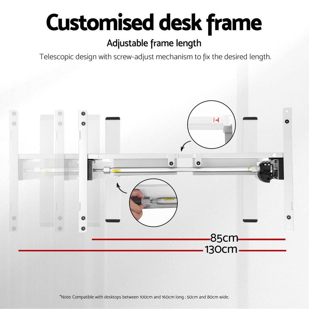 Artiss Electric Height Adjustable Desk Frame 70kg Load Black Grey or White — Allure Home Collections