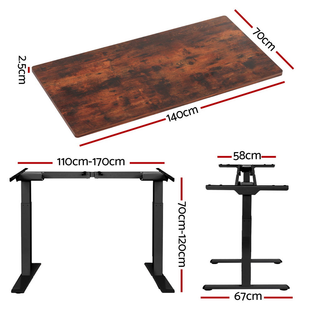Dickson rustic brown standing desk in a home office