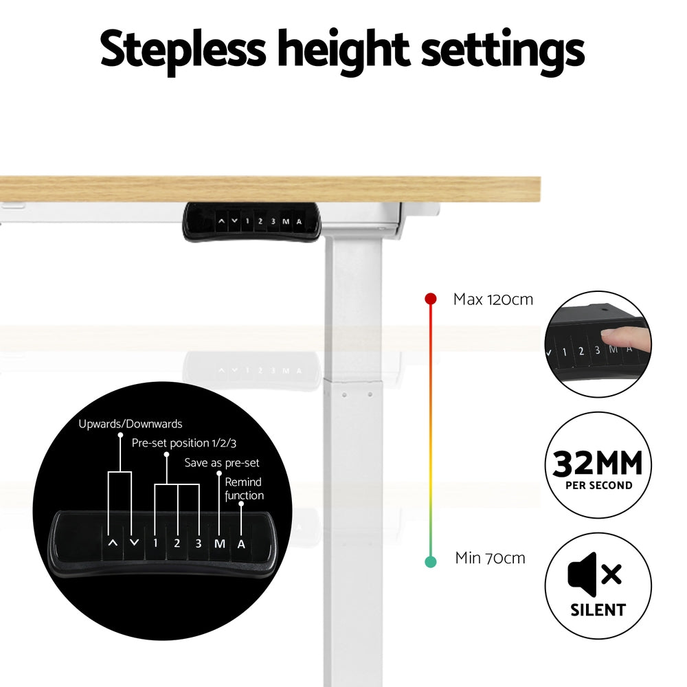Harrison Electric Standing Desk, Oak 120cm