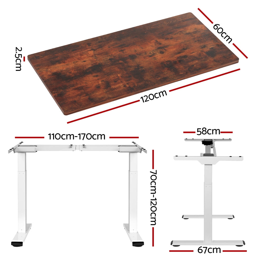 Waramanga Electric Standing Desk, Rustic Brown 120cm view 2