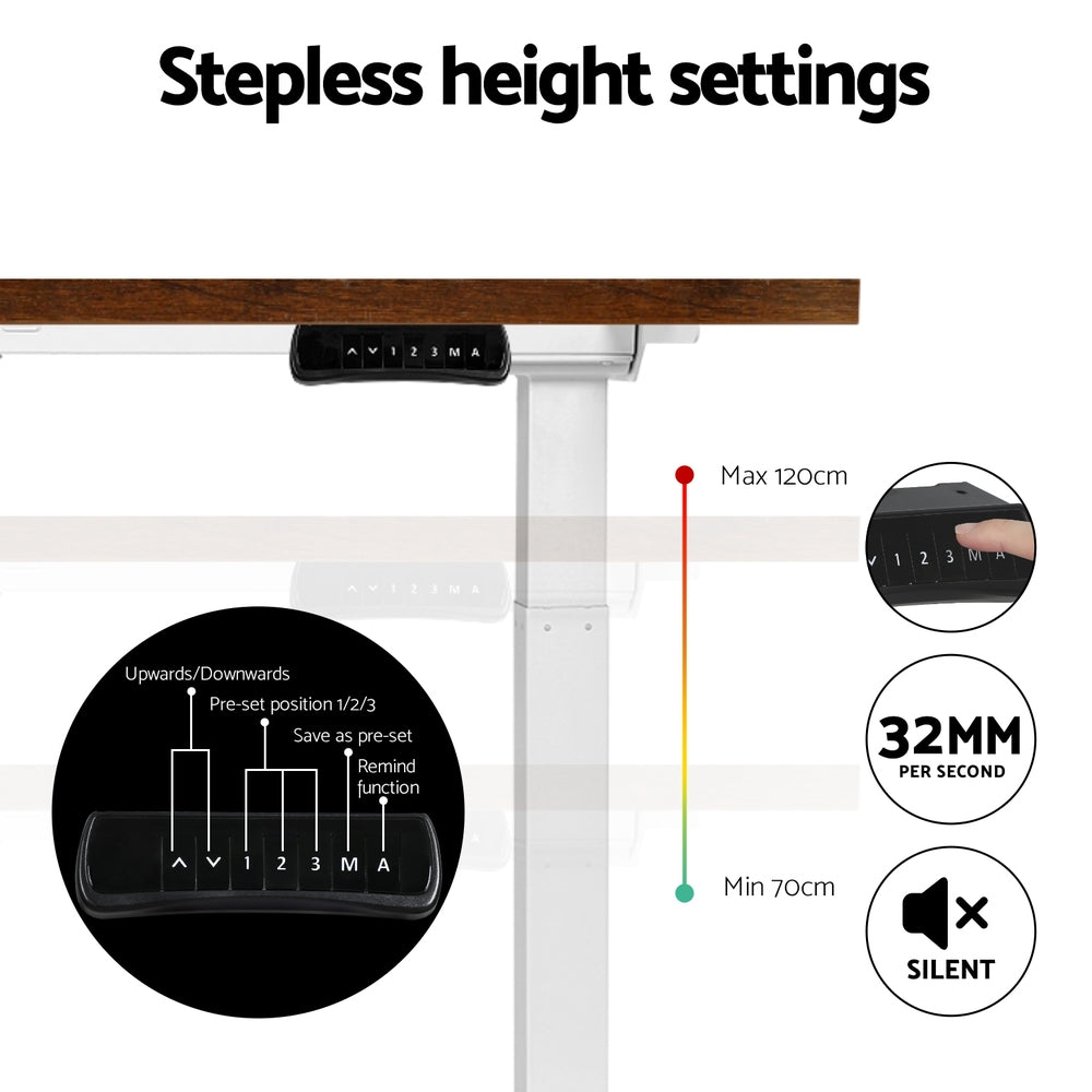 Waramanga Electric Standing Desk, Rustic Brown 120cm view 5
