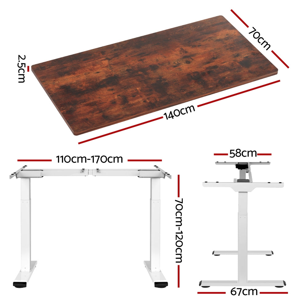 Waramanga Electric Standing Desk, Rustic Brown 140cm view 2