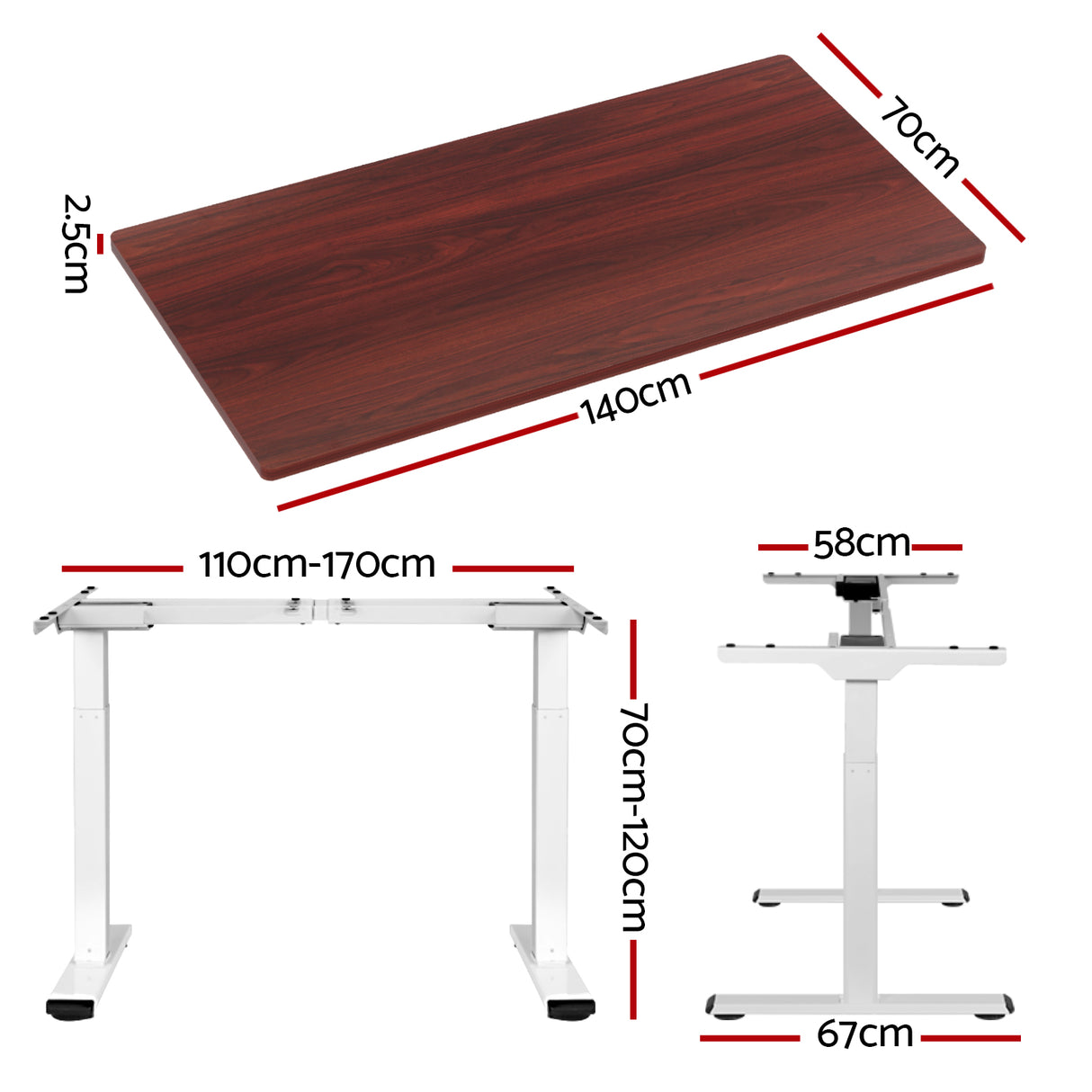Artiss 140cm Dual Motor Height Adjustable Desk Rustic Brown White Oak or Walnut — Allure Home Collections