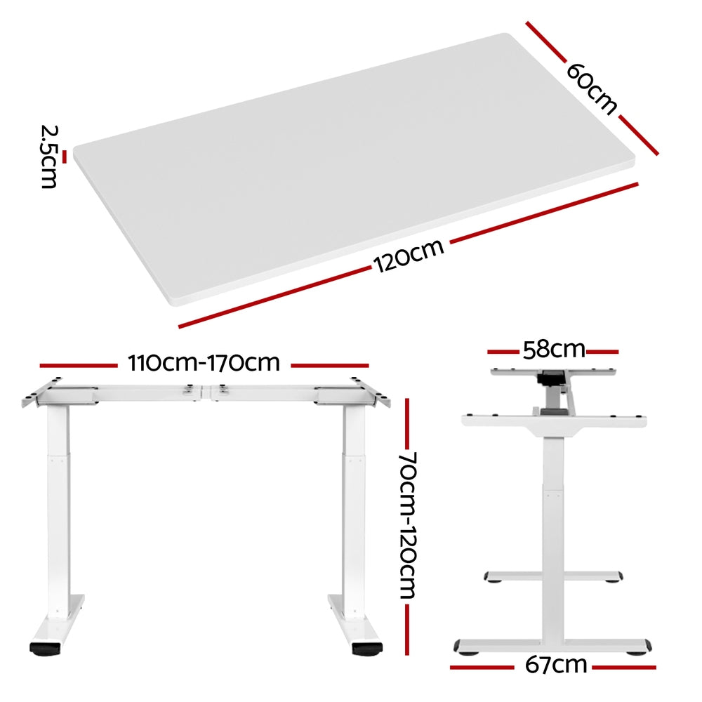 Gordon Electric Standing Desk, White 120cm