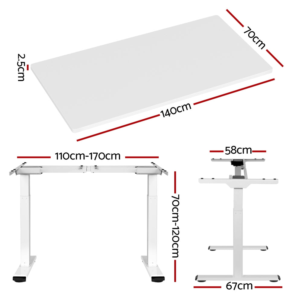 Gordon Electric Standing Desk, White 140cm