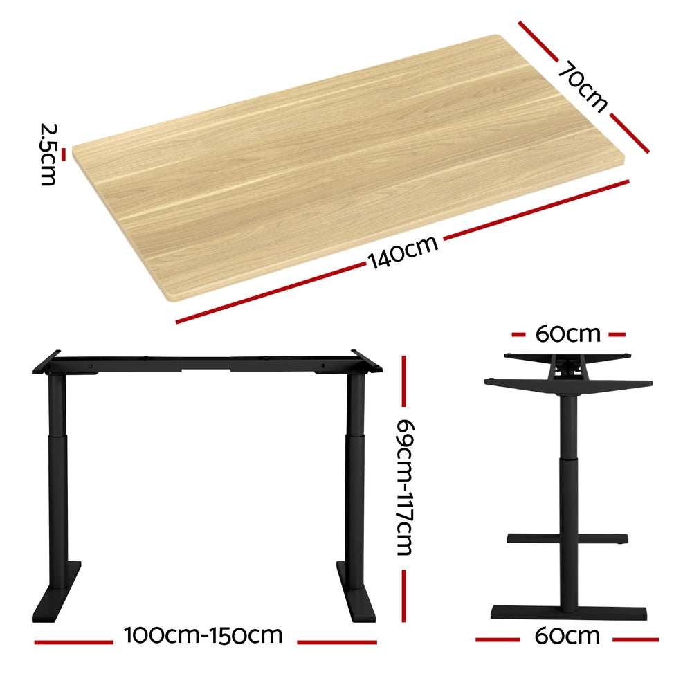 Artiss Motorised Adjustable Height Standing Desk Black or Rustic Brown — Allure Home Collections