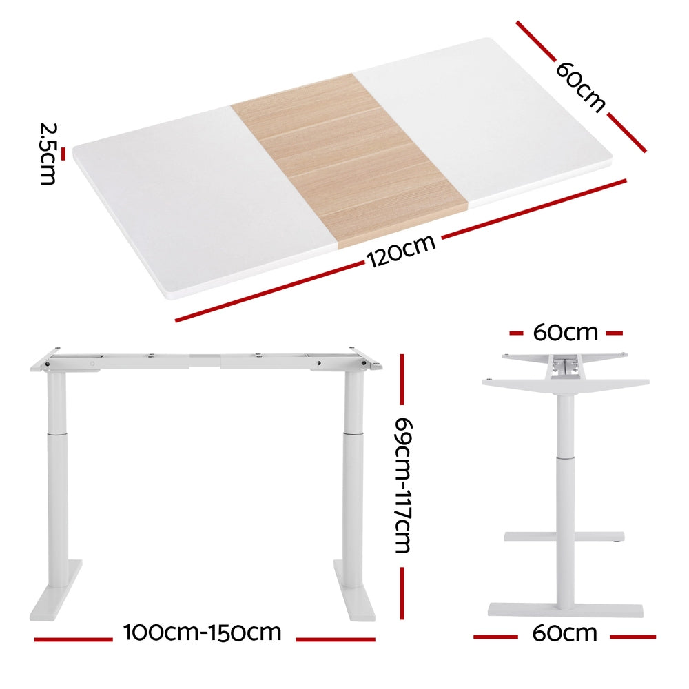 Artiss Dual Motor Sit-Stand Desk Black or White Oak — Allure Home Collections