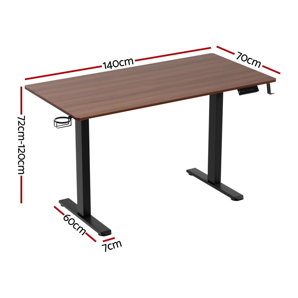 Curtin walnut standing desk in a home office