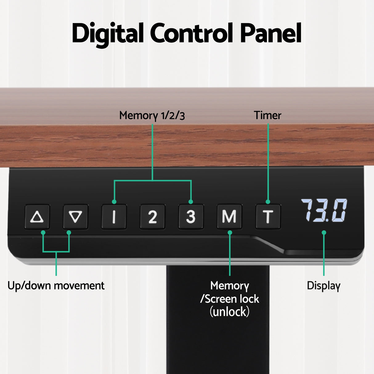 Curtin walnut standing desk in a home office