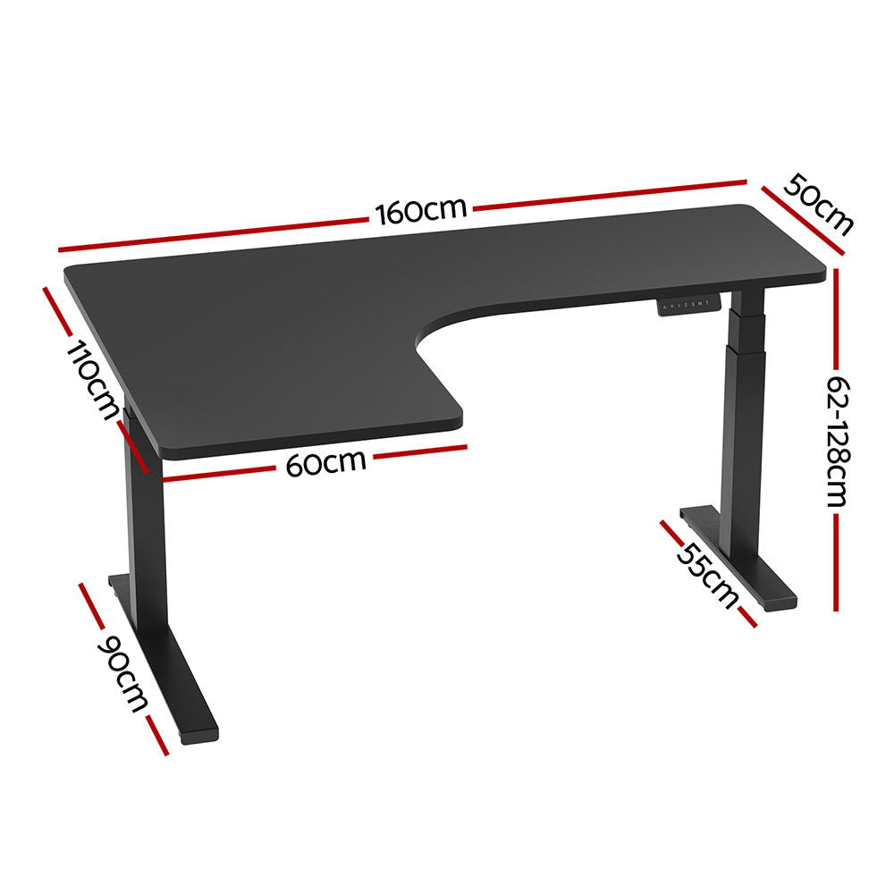 Florey Electric Standing Desk, Black 160cm