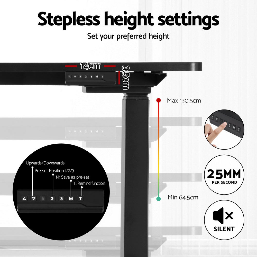 Florey Electric Standing Desk, Black 160cm