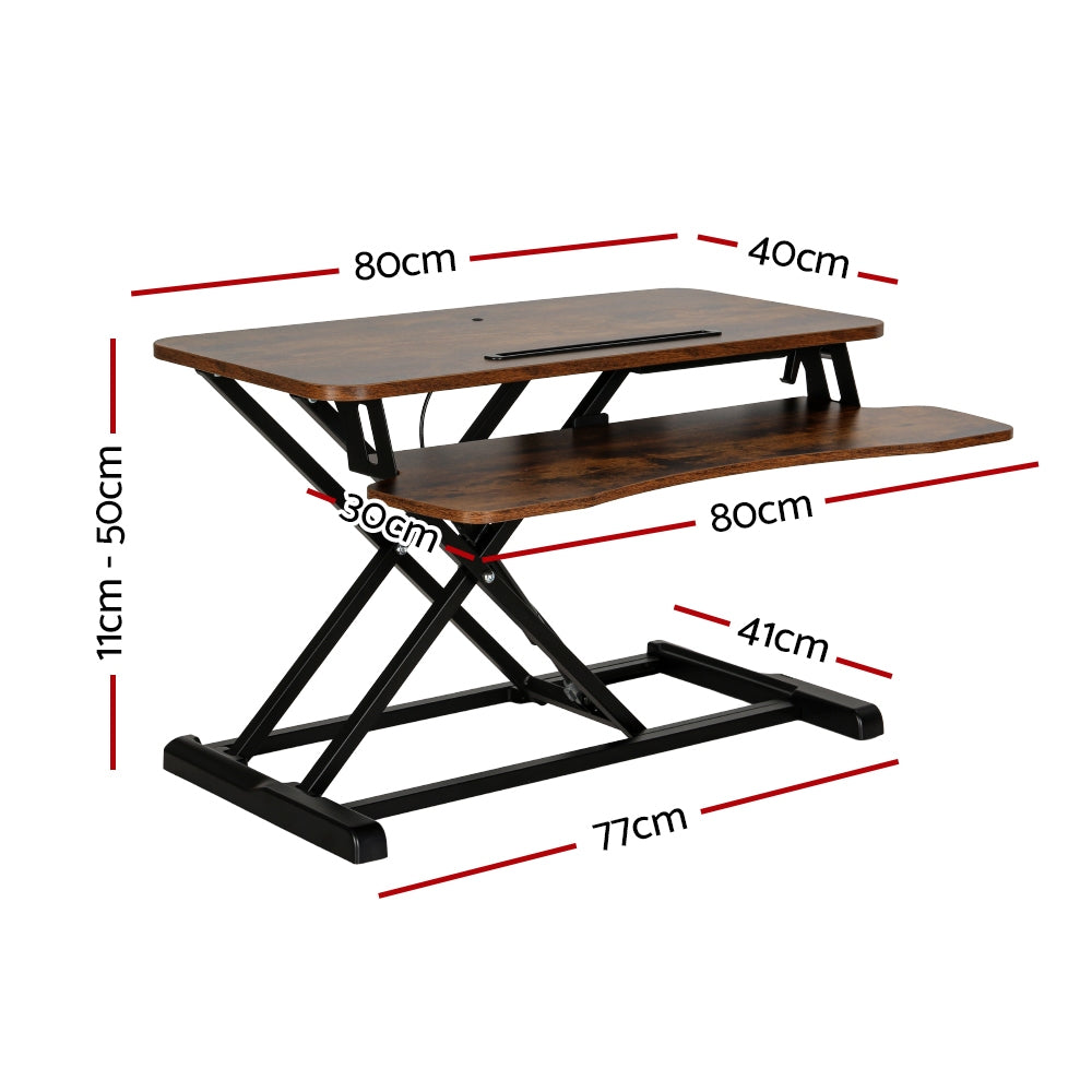 Nicholls Standing Desk Riser, Rustic Brown 80cm