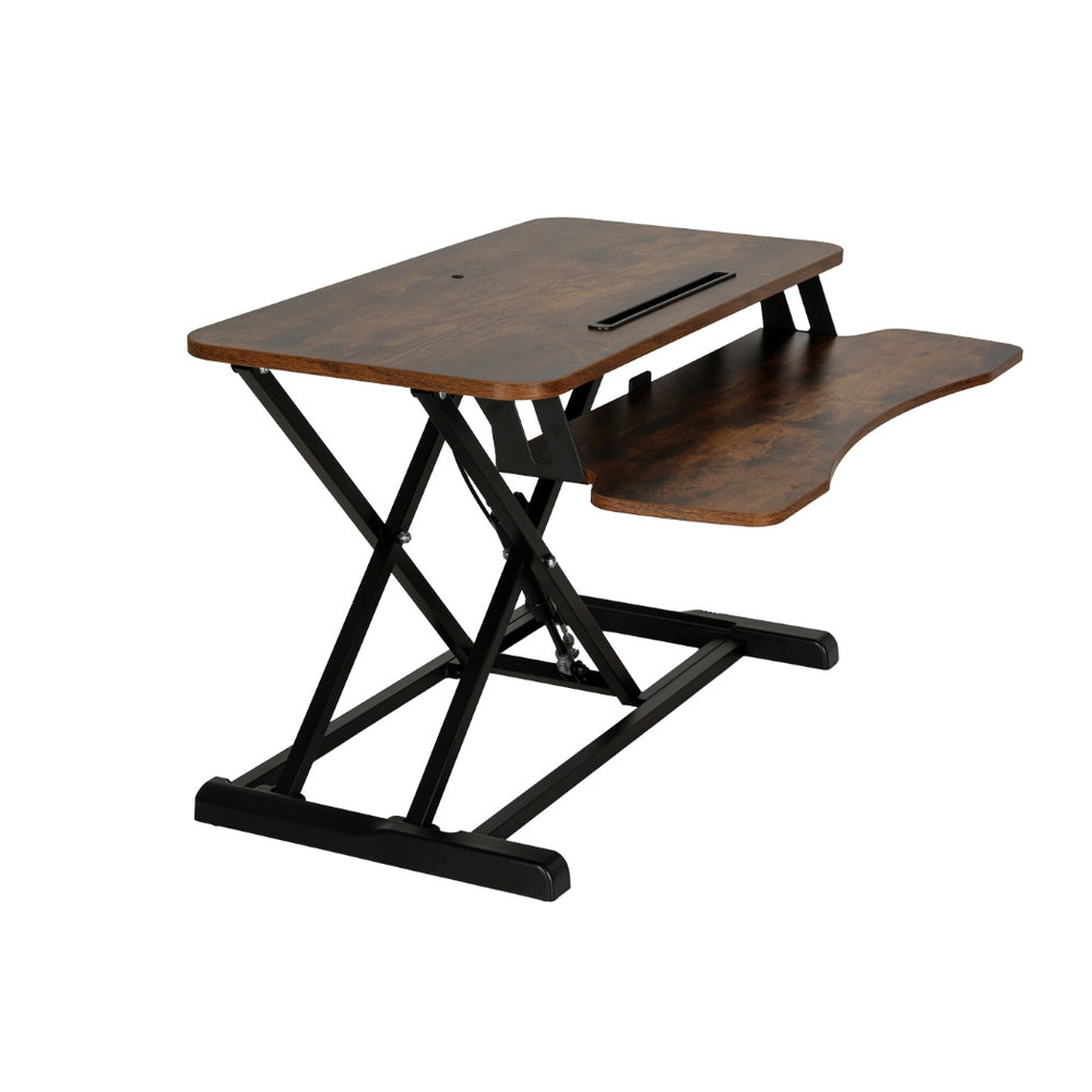 Nicholls Standing Desk Riser, Rustic Brown 80cm