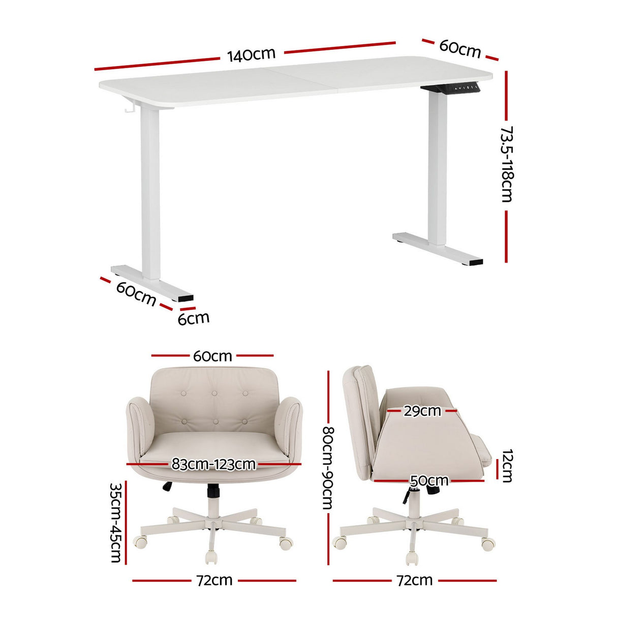 Mindarie electric standing desk and criss cross chair set, view 2