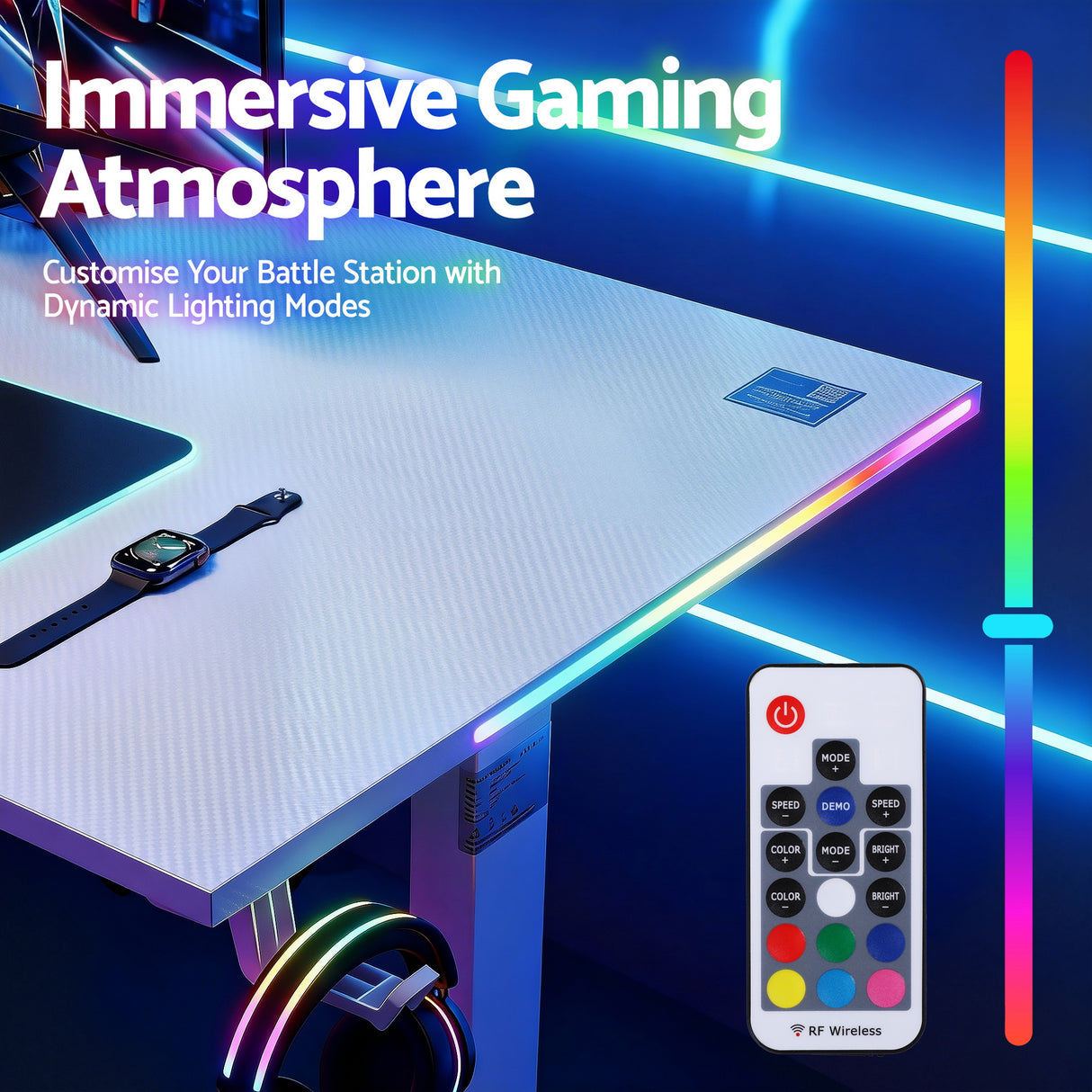 Flynn Gaming Desk, White 140cm