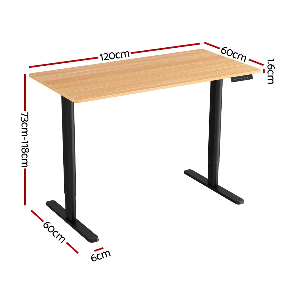 Weetangera Electric Standing Desk, Black and Natural Wood 120cm